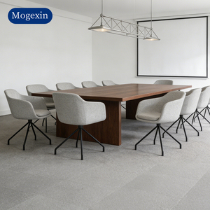 Fauteuil pivotant moderne en tissu, base en métal à 4 étoiles, fauteuil rembourré pour bureau, salon, hôtel - Product Image 3