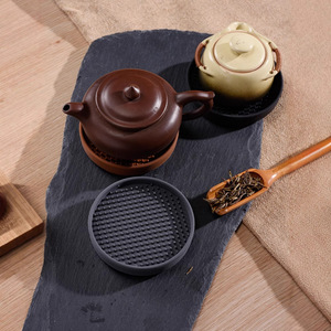 Silicone <b>Tea</b> Mat Round Non Slip Heat Insulation For <b>Tea</b> <b>Set</b> <b>Tea</b> Ceremony Display Tray Black Tan Dark Gray - Product Image 1