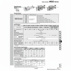Cylindre de guidage MGGMB32-100 SMC Pneumatics - Product Image 1