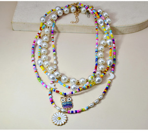 Stile coreano Ins gemma gufo smalto collana pendente fiore giovani ragazze girocollo femminile conchiglia barocca feste matrimoni regali - Product Image 5