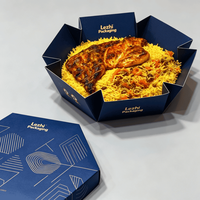 Majlis Takeaway-Behälter Einweg-Boxen für Gebratenen Reis, Gegrilltes Hähnchen, Halal Biryani, Mandi, Kabsa, Bukhari Blossom Faltbare Papierboxen
