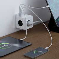 Barrette d'alimentation de protection contre les surtensions USB CE/KC PD 20W avec 3 prises multiples UE et USB-A et 2 prises d'extension de ports de charge de type C