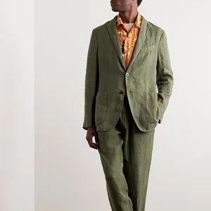 Summer Beach Business lino <span class=keywords><strong>uomo</strong></span> abiti su misura 2 pezzi <span class=keywords><strong>giacca</strong></span> con pantaloni smoking formale <span class=keywords><strong>Blazer</strong></span> pantaloni Party Wear abbigliamento <span class=keywords><strong>uomo</strong></span> - Product Image 1