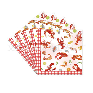 Kit de fournitures de fête jetables sur le thème des écrevisses, ensemble de vaisselle en papier pour les fêtes d'anniversaire d'été - Product Image 4