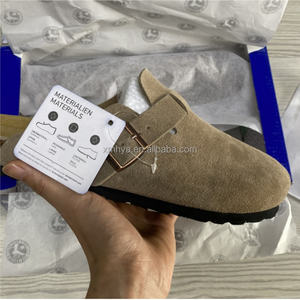 Mules plates d'extérieur en <span class=keywords><strong>vente</strong></span> chaude 2026, sabots Birkenstocks, sandales Boston, cuir véritable, daim, hommes et femmes, lit de pied en liège Hana, sabot solide - Product Image 2