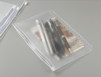 Carnet à spirales A5 avec fermeture éclair givrée, en PVC transparent, plastique auto-scellant, organisateur/planificateur à feuilles mobiles en PP