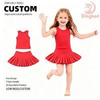 Ensemble de vêtements de sport pour enfants DH ODM Spicy Chili, débardeur à dos ouvert, jupe athlétique à volants, doublures confortables, tenue de tous les jours pour filles