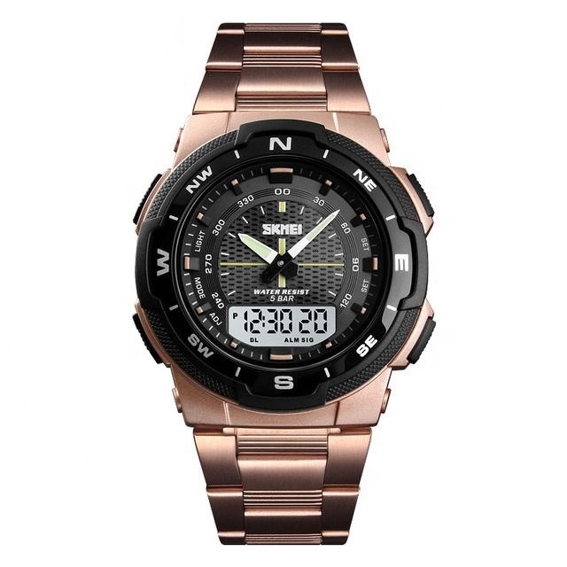 SKMEI 1370 Man Clock Fashion Sports Stainless Steel Digital Quartz Watch