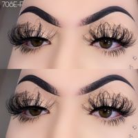 Fournisseur de cils en vison 3d 5D naturels à pleine bande Fournisseur de cils Emballage de cils personnalisés rose clair Cils en vison