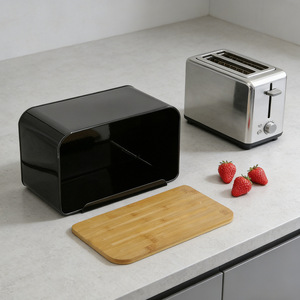 Bamboo Lid Bread Box 35X20X21CM Metal <b>Storage</b> <b>Kitchen</b> Sealing Container For Fresh Bread <b>Storage</b> - Product Image 2