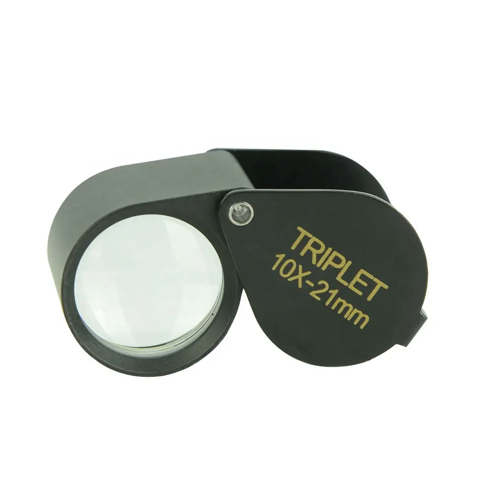 10x Magnifier Jewelry Loupe 21mm Triplet Lens Optical Glass Pocket Gem Magnifying Tool for Jeweler, Stamp Philatelist, Coin Nu