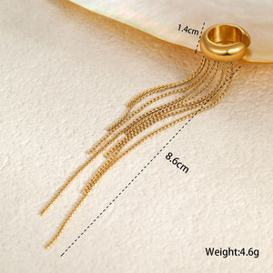 Pendientes de Moda de Acero Inoxidable 316L, Chapados en Oro de 14k y 18k, Pendientes Finos Tipo Brazalete, Sin Perforación, para Mujer - Product Image 6