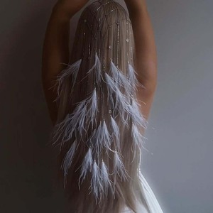 Plume <span class=keywords><strong>indienne</strong></span> coiffure gitane plume casque mariage rouge Hippie bandeau réglable longue plume cheveux accessoires - Product Image 1