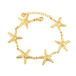 Bracelet étoile de mer pour femmes, en acier inoxydable doré, thème océan, bijoux à la mode, cadeau, design géométrique - Product Image 3