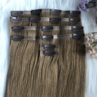 Extensions de cheveux humains vierges brésiliens 100% Remy à clipser, invisibles et sans couture, vente en gros