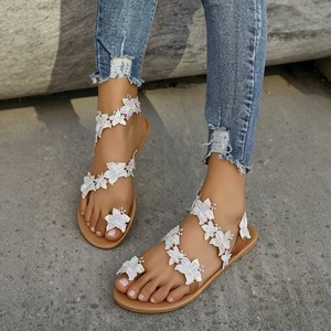 Iridescent Butterfly <b>Ankle</b> <b>Strap</b> <b>Flat</b> Sandals Women Open Toe Clip Toe Bohemian Summer Beach <b>Shoes</b> - Product Image 1