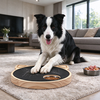 Papan Cakar Anjing Kayu Solid Berputar dengan Mangkuk Stainless Steel, Mainan Puzzle Pengisi Makanan Lambat, Pengayaan Interaktif untuk Anjing