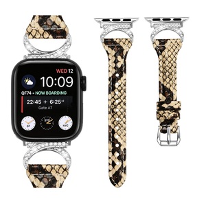 Para <span class=keywords><strong>Apple</strong></span> Watch 38mm 40mm 42mm 44mm diseño de cuerno de buey diamante en forma de T correa de reloj delgada de cuero genuino - Product Image 3