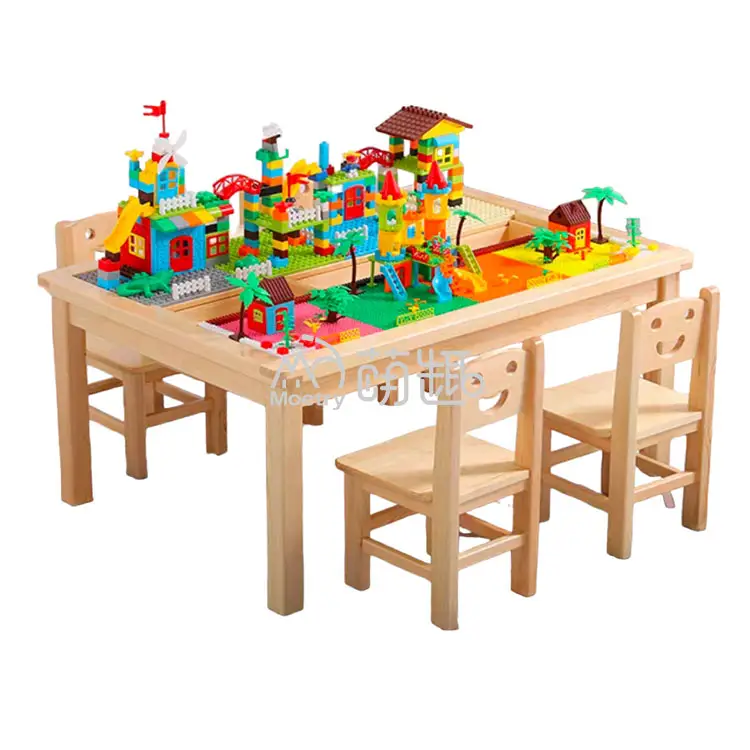 Moetry Hoge Kwaliteit Houten Kids Activiteit Tafel Bouwsteen Speeltafel Met Opslag Compatibel Met L * Go Blokken