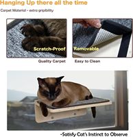 Ensemble de perchoirs pour chat pour fenêtre, rectangulaire classique 3-en-1, avec lit en tapis massif, marchepied, griffoir et hamac, à ventouses, cadre en bois de bouleau, durable