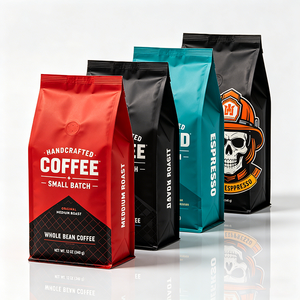 Sacchetto per Caffè con Otto Lati e Valvola Richiudibile, Stampa Rotocalco, Grado Alimentare, Logo Personalizzato - Product Image 1