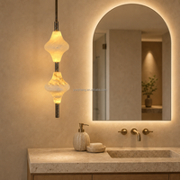 Lustre en albâtre espagnol à hauteur réglable, LED, en acier inoxydable, pour chambre principale et bar, avec garantie de 2 ans