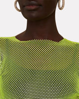 Robe Sexy en maille de diamant pour femmes, transparente, scintillante, soirée Club, luxe, strass, arabe, Maxi, ornée, robe transparente-vert