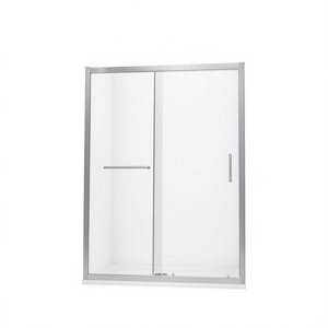 Porte de douche coulissante simple 48 po x 72 po en nickel brossé avec cadre en verre trempé, design minimaliste - Product Image 1