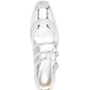 Vente en gros personnalisable chaussures habillées pour femmes nouveau bas talon carré pompes plusieurs sangles orteil conception maille strass - Product Image 3