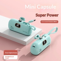 Power Bank Kapsul Plastik 20W Tampilan Digital Mini Kompak Kabel Terintegrasi Kapasitas Tinggi Portabel Ultra-Tipis Baterai 21700
