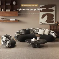 Canapé sectionnel de style rétro en suède imprimé avec rembourrage en éponge pour petit salon, salon de beauté, magasin de vêtements, canapé de réception