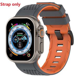 สายนาฬิกาซิลิโคนขายส่งจากโรงงาน สำหรับ Apple Watch S11 10 46 มม. Ultra 49 มม. SE 44 มม. สายนาฬิกาแบบนุ่มสองสีสำหรับเล่นกีฬา - Product Image 5