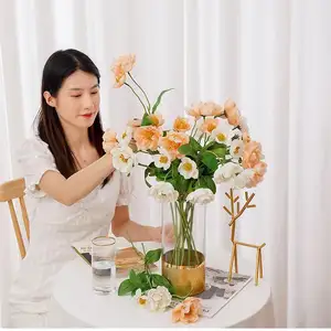 Flor de amapola de plástico de seda artificial barata decoración del hogar flores decorativas de boda
