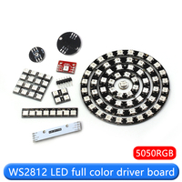 Module de matrice d'anneaux LED RVB adressables WS2812 WS2812B 5050, 1, 3, 4, 7, 8, 12, 16, 24 LED