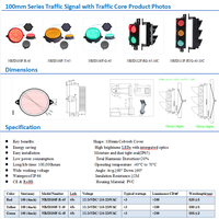 Noyau de feux de circulation certifié CE 100 mm, 45 LED, couleurs rouge, vert, ambre, noyau de signalisation routière de 8 pouces, optionnel 12-24 VDC ou 85-265 VAC