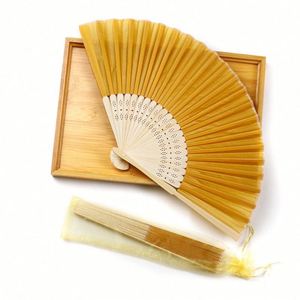 Ventilador Portátil de Bambú Pintado a Mano de 21 cm, Estilo Tradicional para Año Nuevo y Bodas, con Diseño de Ángel Musical, Personalizable para Publicidad - Product Image 1