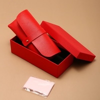 Étui à lunettes en cuir rouge vif haut de gamme de style nouveau, pochette souple en PVC à bouton-pression, motif uni, pour lunettes de soleil et de vue Huicheng