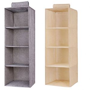 Artificial Cotton Linen Sundries Storage Bag 3/4/5layer Collapsible Hanging Storage <b>Shelves</b> Hanging Closet Organizer - Product Image 6