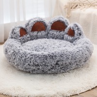 Lit pour animaux de compagnie en peluche, forme de patte d'ours, portable, personnalisable avec logo, vente en gros par le fabricant, lavable, de luxe, pour chien et chat