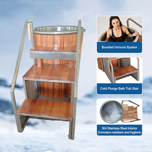 Baignoire de plongeon à froid en bois massif avec isolation thermique, bain de glace avec refroidisseur et filtre, qualité commerciale - Product Image 5