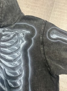 All'ingrosso di alta qualità in cotone 100% Oversize Vintage con cappuccio ventilato scheletro felpe stampate con cappuccio per gli uomini - Product Image 3