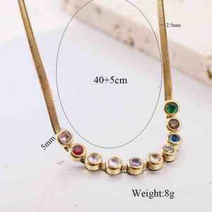 Nuevo Collar Minimalista con Cuentas de 5mm y Diamantes Incrustados, con Cadena Plana de Acero Inoxidable y Circonita de Color - Product Image 6