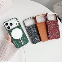 Coque de protection magnétique en PC pour iPhone 17 Pro Max, motif animalier, avec autocollant à l'effigie d'un bouquet de roses et effet aquatique