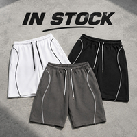 Fabricants de vêtements personnalisés Streetwear 100% Coton Hip Hop Broderie à passepoil Color Block Short Capri Ample Taille Élastiquée