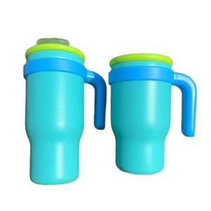 Vaso de acero inoxidable para niños de 14oz/17oz con asa Botella de agua recubierta de polvo para niño y niña con tapa de asa a prueba de fugas - Product Image 5