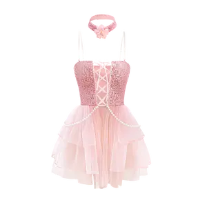 Perhiasan rantai manik-manik payet dengan rok putri persik, Lingerie lembut, nyaman, seksi, lucu dan menyenangkan, dan pakaian menyenangkan