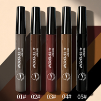 Pensil Alis Tahan Air 4 Ujung Custom Grosir 5 Warna Natural Wild OEM ODM Produsen Makeup