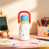 Botella de Agua Aislada de Acero Inoxidable Personalizada con Logotipo, para Niños, 650 ml/22 oz, con Asa y Tapa con Pajita
