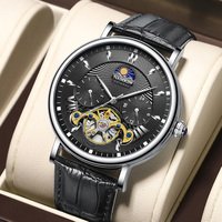 Reloj Automático Hecho en China, en Oferta, con Movimiento Multifuncional, Cronógrafo, Fase Lunar, Correa de Cuero Genuino