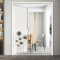 Nouveau Style luxe Simple cuisine toilette poli alliage cadre isolé pliant magnétique silencieux serrure entrée verre trempé porte ensemble